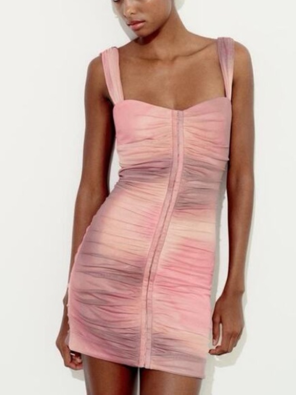 Zara Ruched Tulle Mini Dress